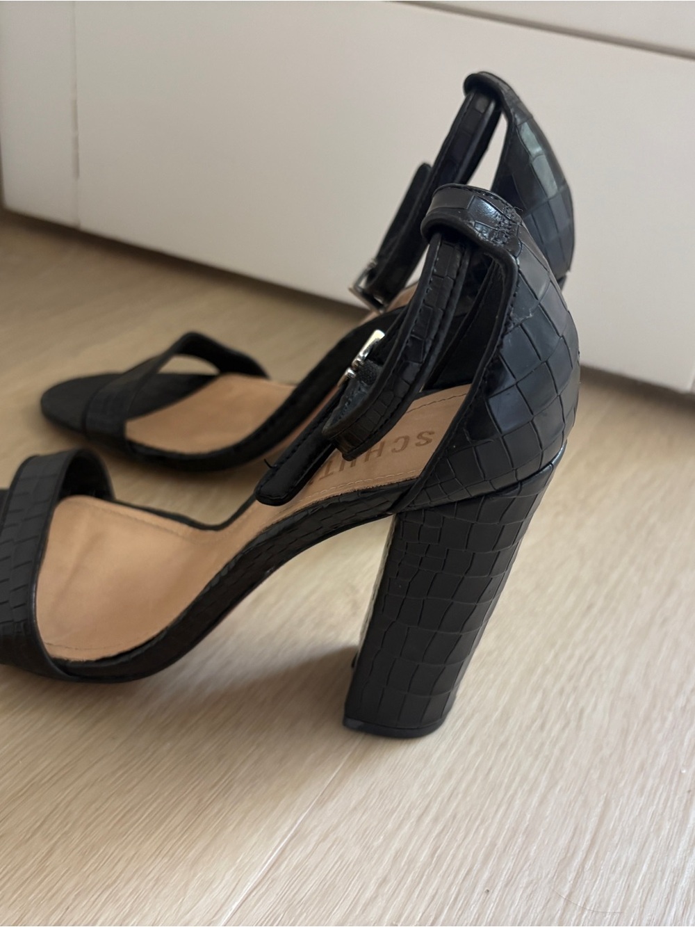 Schutz Leather Heeled Mule Sandals